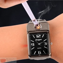 Ceas Bricheta Electronica cu Incarcare USB Model Cadran Dreptunghiular Electronic Cigarette Lighter Usb Quartz Watch Sports