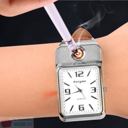 Ceas Bricheta Electronica cu Incarcare USB Model Cadran Dreptunghiular Electronic Cigarette Lighter Usb Quartz Watch Sports