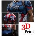 Tricou SuperEroi Fitness Gym Cool Compression Elastic Polyester 3D Printed SuperHero Captain America IronMan SuperMan