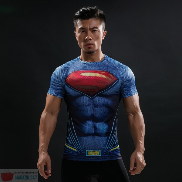 Tricou SuperEroi Fitness Gym Cool Compression Polyester 3D Printed SuperHero Captain America IronMan SuperMan - Magazin 247